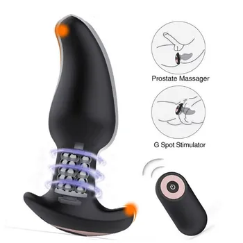 Anus un Vibrator Rotație Margele Masaj de Prostata Femei G-spot/Stimulare Clitoris Silicon Jucarii Sexuale fără Fir Vibrator Anal Fundul Prize