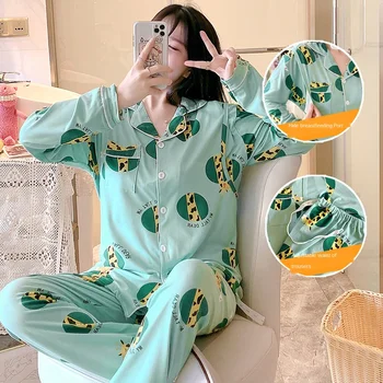 Noi De Vânzare Fierbinte Bumbac Maternitate Sleepwear Primăvară, Toamnă Dulce Alăptează Pijamale Seturi De Sarcina Somn Lounge Uzura Acasă
