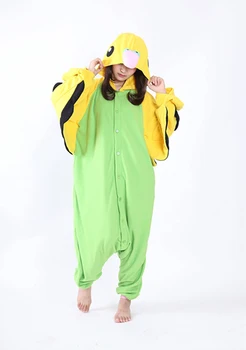 Adulti Unisex Lână Animal Papagal Onesies Noutate Pijamale Pijama Salopeta Îmbrăcăminte De Noapte De Halloween, Costume De Carnaval Verde & Albastru