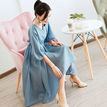 2020 Nou Brand de Moda pentru Femei Rochie V-gât Bubble Sleeve Talie Mare Neregulate Rochie Eleganta Mijlocul Rochie Office Rochie Doamnă Vestidos