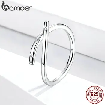 Bamoer Argint 925 Minimalist Simplu Deschide Reglabil pe Deget Inele pentru Femei coreea Style Moda Bijuterii SCR653