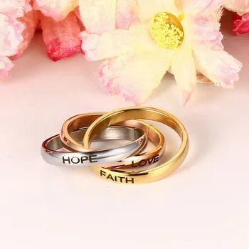 MingAo Punk Accesorii en-gros de Trei-inel moda Dragoste de trei-inel bărbați și trei femei-culoare inel de oțel titan bijuterii