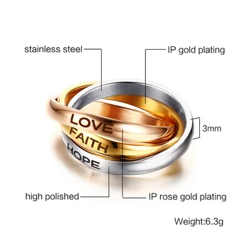 MingAo Punk Accesorii en-gros de Trei-inel moda Dragoste de trei-inel bărbați și trei femei-culoare inel de oțel titan bijuterii
