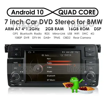 7 Inch 1 Din IPS Android 10 Radio Auto pentru Bmw 3 E46 GPS AUTO 2000-2006 Ecran Tactil Stereo DVD Player Multimedia Wifi