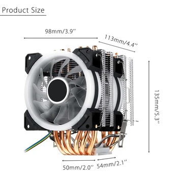 6 Heatpipe Cooler Cpu Fan Linia 3 Led-Uri Rgb Ventilatorului De Răcire Liniștită Radiator Radiator Pentru 775/1150/1151/1155/1156/1366 Pentru Amd Toate