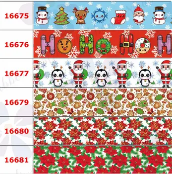 16mm-75mm Crăciun Fericit Serie Fulg de nea Blugi Cookie-uri Imprimate Grosgrain/Dușman Panglică DIY Benzile de Păr Partid Decor 50yards/rola
