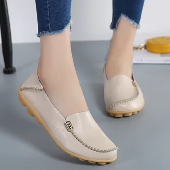 2019 Moda Femei Apartamente Respirabil Casual Mocasini Pantofi Femei Din Piele Pantofi De Vară De Apartamente Cu Gol Afară Doamnelor Plat