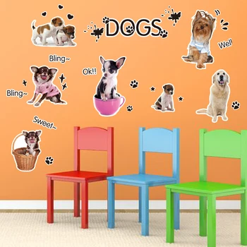 3D Drăguț Câine Autocolant de Perete pentru camera copii dormitor decor Acasă Decal Fundal Combinație de O varietate de pui Autocolante