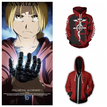 Fullmetal Alchemist Anime Sport Hanorac Edward Elric Cosplay Costum Alchimist 3D Imprimate Zip Pulover Tricoul Anime pentru că