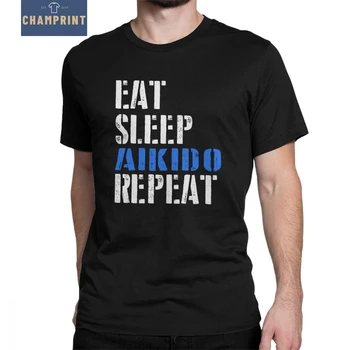 Mananci, Dormi Aikido Repeta Casual T-Shirt pentru Bărbați Hapkido Maneca Scurta, Haine Clasice, Tricouri din Bumbac O-Neck T-Shirt Plus Dimensiune