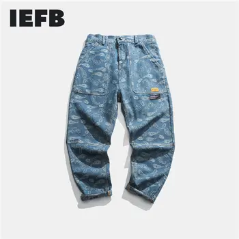 IEFB /uzura bărbați 2021 moda de primăvară nou Blugi denim albastru Flori Caju high Street Hip Hop Direct Pantaloni sex Masculin 9Y934