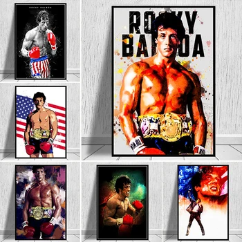 Rezumat Acuarelă Rocky Balboa Box, Culturism, Panza Pictura, Postere, Printuri de Arta de Perete Imagine Motivațională pentru Decor Acasă