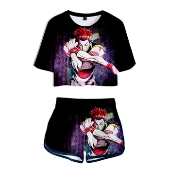 Anime HUNTER X HUNTER Maneca Scurta Tricou Sport Costum Fete Killua Zoldyck Cosplay Trening Tricouri pantaloni Scurți, tricou de Funcționare Set pentru Femei