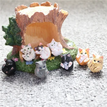 8Pcs Animal Pisica Figura Proaspete Masina Decor Peisaj Grădinărit Masă Ornament Papusa Copii Jucarii Educative pentru Copii Cadouri