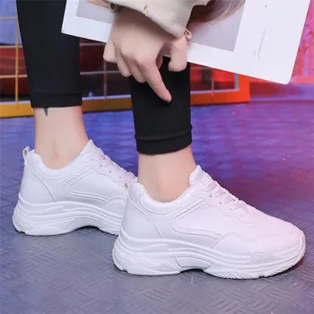 Mhysa 2019 Nouă Primăvară De Moda Pentru Femei Pantofi Casual Din Piele Pantofi Platforma Femei Adidași Femei Albe Formatori Chaussure Femme