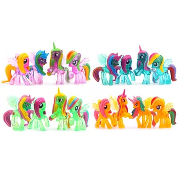 4buc/set Kawaii Cal Figurine de Jucărie Drăguț Mini Rainbow Cal Ponei Unicorn Pegasus Model de Păpuși pentru Copii Cadouri de Crăciun