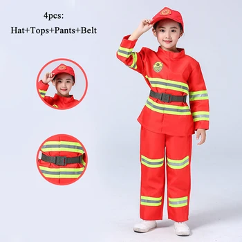 Copii De Halloween Cosplay Pompier, Costume Fantezie Fată Băiat De Partid Etapă Roleplay Seturi De Îmbrăcăminte Uniforme Pompieri Jachete Pantaloni Jucarii