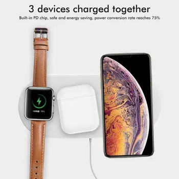 3in1 Încărcător Wireless QI 10W Încărcare Stație de Andocare pentru Apple Watch pentru iPhone 11 8P Samsung pentru Airpods Căști