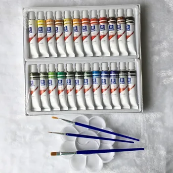 Profesionale de Vopsea de Ulei Panza Pigment de Artă Vopsele Fiecare Tub de Desen 12 ML 24 Culori Set Gratuit Pentru Perie Și Vopsea Tava