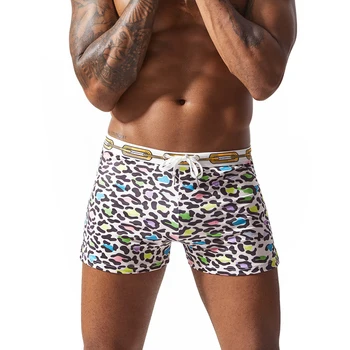 2020 Nou Leopard de imprimare Bărbați Sexy Costume de baie Barbati slip de baie Push-up Pad Sală de Baie Slip Gay Bikini Beach Surf pantaloni Scurți de Sport
