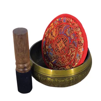 Budiste Tibetane Cântând Bowl Set Handmade, Design Include Atacantul Pernă De Mătase Geantă De Transport Pentru Meditație Chakra Healing Yoga