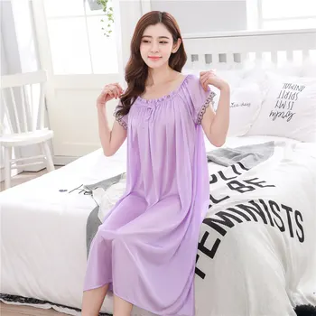 2019 New Sosire Pijamale,Casa De Moda De Îmbrăcăminte Guler Rotund Femei Cămăși De Noapte De Mătase,De Vânzare Fierbinte Dantelă Mâneci Scurte Pentru Femei Îmbrăcăminte De Noapte