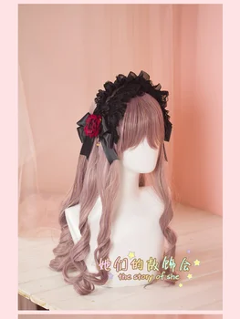 Gothic Lolita din Dantela Asieta KC Banda de Păr Manopera Femei Bowknot Flori de Păr Accesorii Pălării de Epocă Japonia Bentita