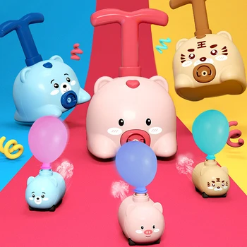 Inerție Putere Racheta Masina Balon de Jucărie Puzzle Distractiv de Învățământ Desene animate Porc Aer Putere Balon Mașină de Știință Jucărie pentru Copii Cadouri
