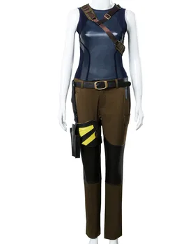 Lara Croft Costum Shadow of the Tomb Raider Film Cosplay Lara Croft Întuneric Albastru&Verde de Armata Costum Halloween Femei Crăciun Utilizare