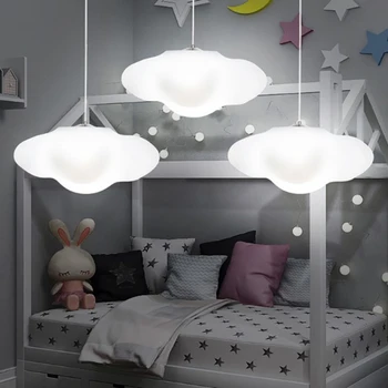 Creative alb de plastic plutitoare nor candelabru pentru decorarea camerei copiilor LED 16 culori la distanță de control de atenuare lampă de agățat