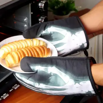 Noul Cuptor cu Microunde Mănuși de Banane Schelet 3D Imprimate Bumbac Mănuși de Copt Acasă Consumabile Cuptor Mănuși Izolate 1 Pereche
