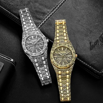 2020 Explozive octogonal de sex masculin ceas clasic gravate ceasuri super luminos de lux om impermeabil ceas pentru barbati de Aur de Oțel Cadou