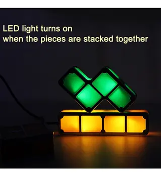 Noi DIY Puzzle Tetris Lumina care pot fi Stivuite LED Lumina de Noapte Construibil, Bloc Lampa de Birou Cu 7 Culori Noutate Jucarie Copii modelului Cadou