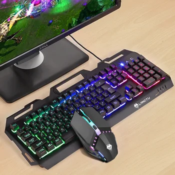 104 Taste de Gaming Keyboard Set de Fundal cu Fir USB Keyboard Combo RGB Pentru Desktop Laptop Mecanice Simt Gamer Mouse-ul Translucid