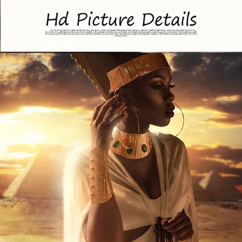 Negru și Auriu Nud Artă Africană Femeie Apus de soare Pictura in Ulei pe Panza Cuadros Postere si Printuri de Arta de Perete de Imagine pentru Camera de zi