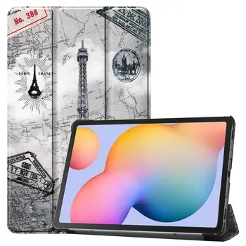 Caz pentru Samsung galaxy tab S6 lite 10.4 S5E S4 S3 10.5 fodable folio protective shell smart print cover+protectie ecran+stylus