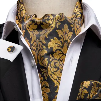 CA-1007 Hi-Cravată de Moda Bărbați Epocă de Aur Florale de Nunta Formale Cravată Ascot Matase Gât Cravată o Batistă de Lux Fulare Set